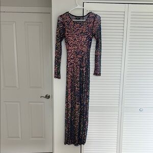 Nasty Gal Sequin Long Sleeve Dress